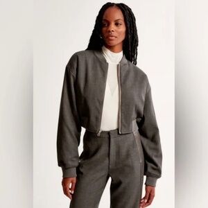 Abercrombie & Fitch Nicole Benefield Charcoal Reversible Bomber, NWT